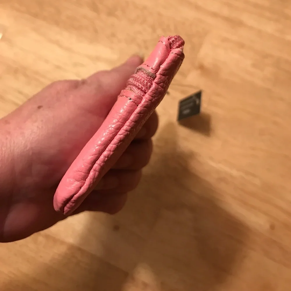 Pink Real Leather Coin Purse Key Ring